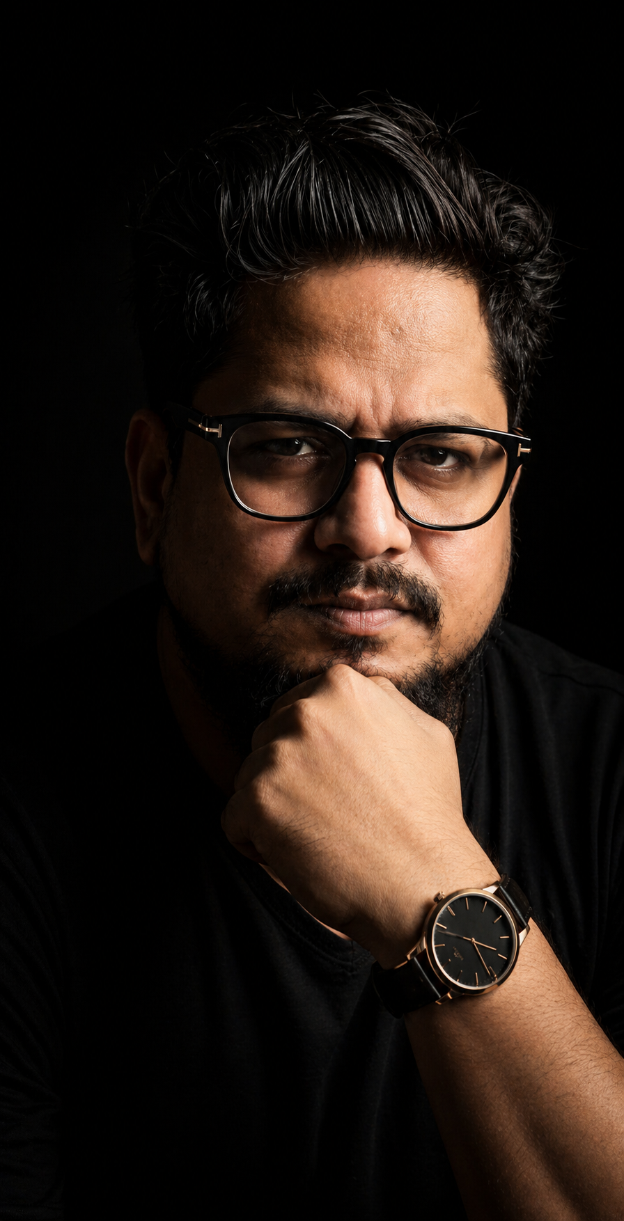 Hasan Kibria studio portrait in low light